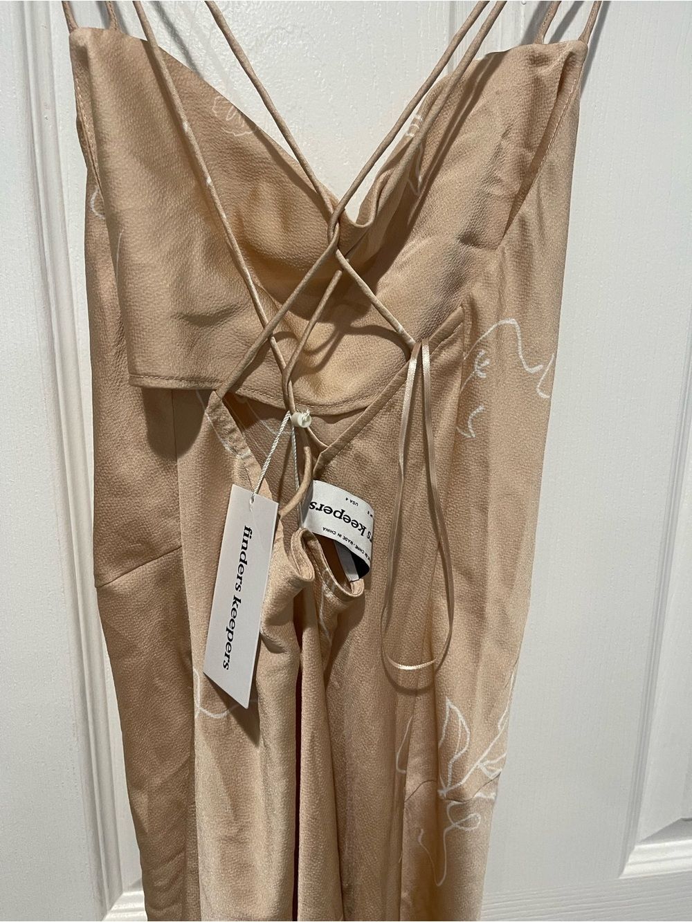 Finders Keepers Champagne Satin Midi Slip Dress with Side Slit - Picture 8 of 8